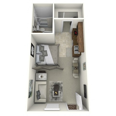 Studio North Floor Plan  at Karric Place of Dublin, Dublin, 43016